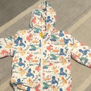 Kids White Hoodie with Colorful Dino Print